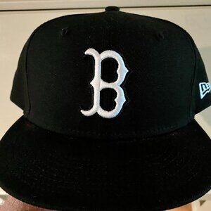 Nwt New Era Black White 59Fifty Boston Red Sox Fitted Hat Cap 7 3/4 MLB 5950